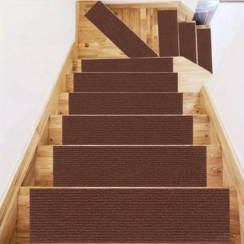1Pc 80cm/31.49in Stair Tread Carpet Mats Self Adhesive Non-Slip Water Absorption Stair Mat Step Rugs Safety Mute Floor Mats Pad