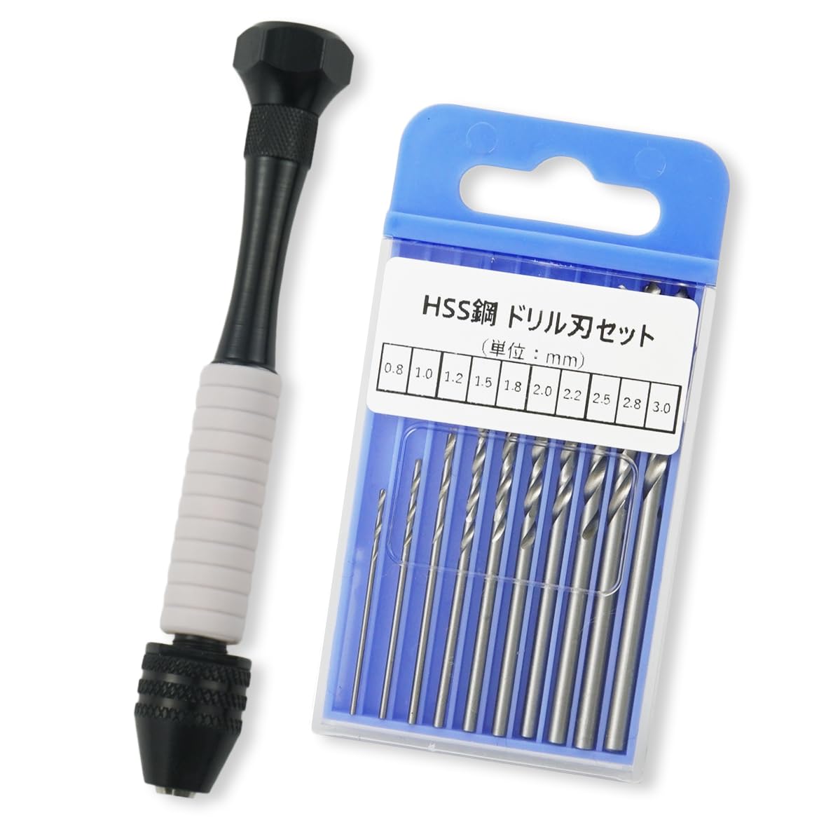 

Pin Vise Hand Drill with Interchangeable HSS Steel Drill to Craft Tool Bits, 0.8mm 3.0mm, 10-Piece Set,