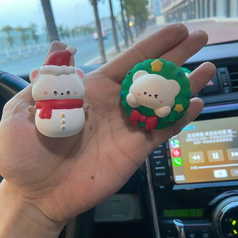 Car Perfume Aromatherapy Christmas Cute Atmosphere Snowman Reindeer Air Vent Decoration Fragrance Diffuser Gift Christmas Snowman Floral tone