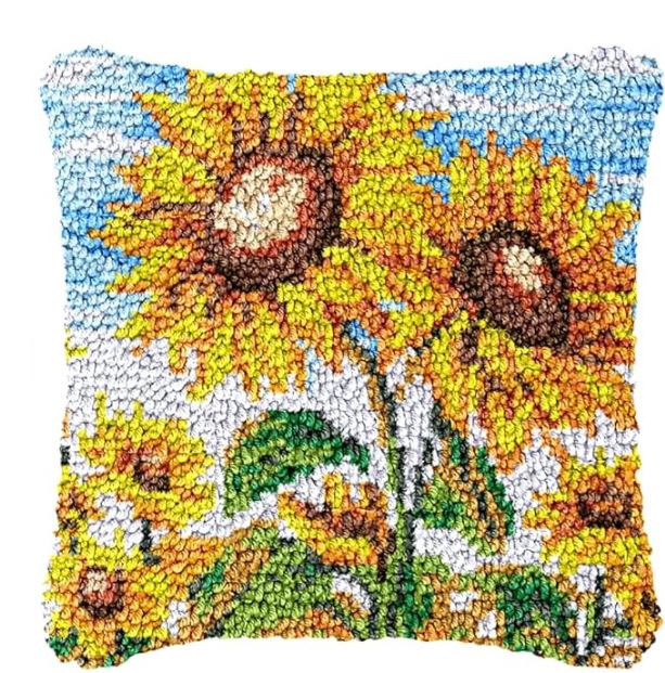 3d Segment Embroidery Pillow Wool Handcraft Diy Latch Hook Rug Kits Bee Sunflower Series Carpet Embroidery Materials Supplies