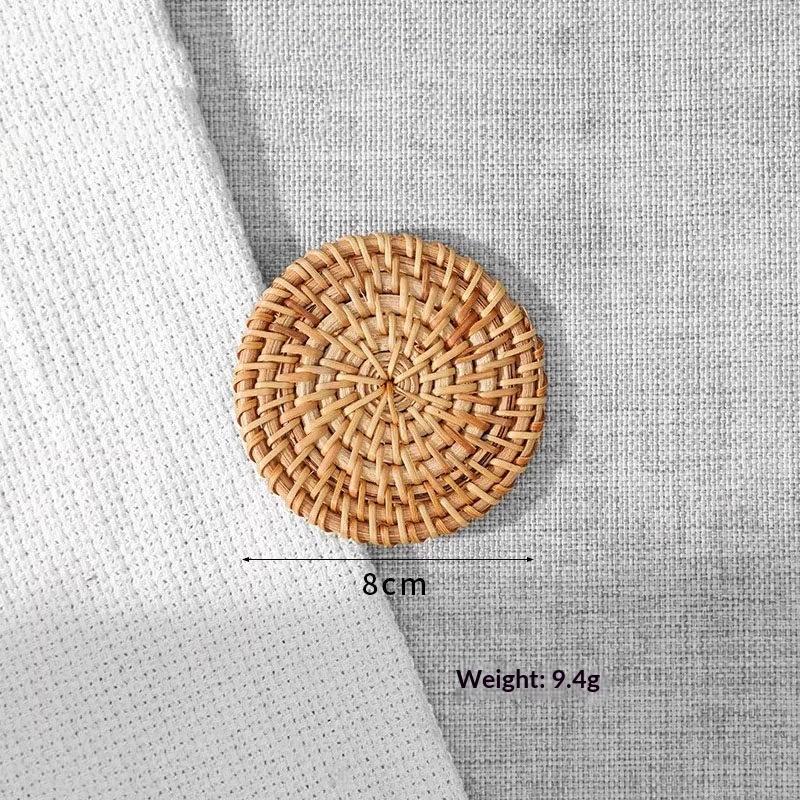 Round Patterned Rattan Coaster Protects Surfaces from Hot Coffee Mugs for Home and Kitchen