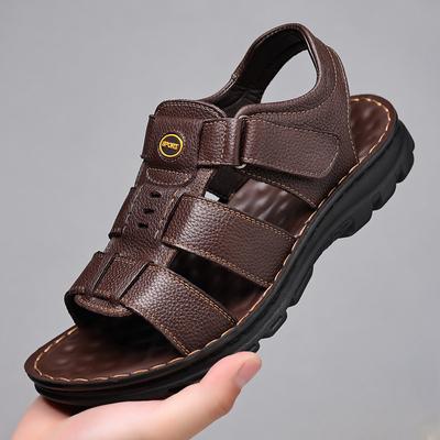 Fashion Summer Men's Leather Sandals Casual Business Sandals Thick-soled Beach Shoes Non-slip Wear Resistant Open-toe Sandals for Men
