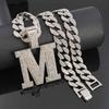 Hip Hop Full Diamond English Letter M Alloy Pendant Fashion Men's Trendy Accessories Hip Hop Accessories