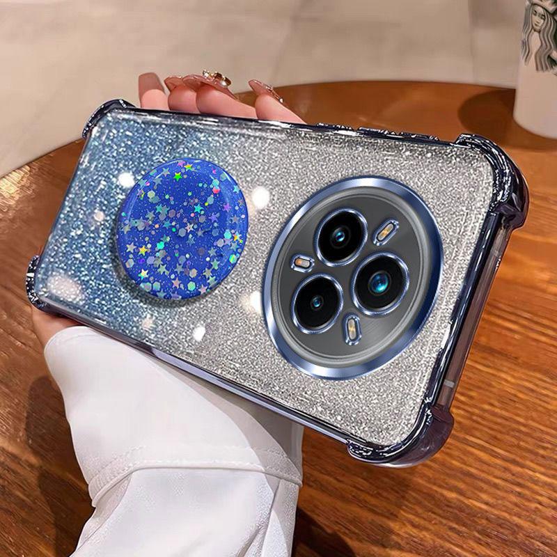 Luxury Shockproof Glitter Holder For Realme14 Pro Ring Case For OPPO Realme 14 Pro Plus 14X C71 C75 With Holder Stand Cover
