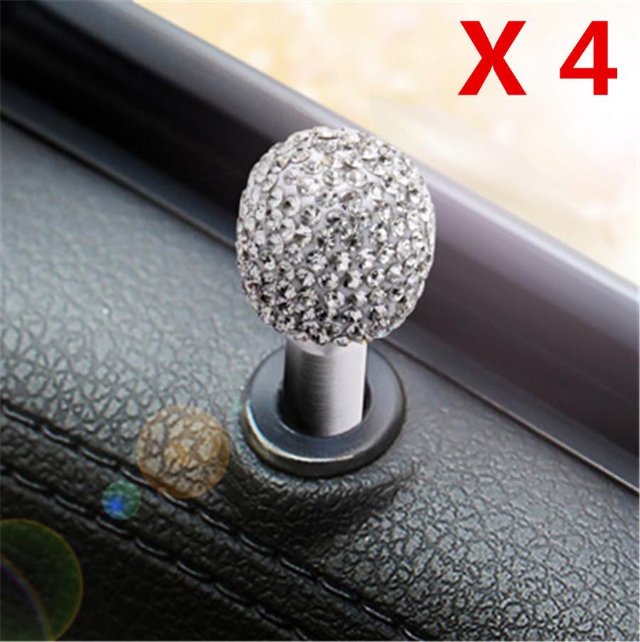 

Bling Bling Rhinestone-encrusted aluminum alloy door handle Interior Door Lock Knob Pins for Car Truck SUV Auto 4pcs
