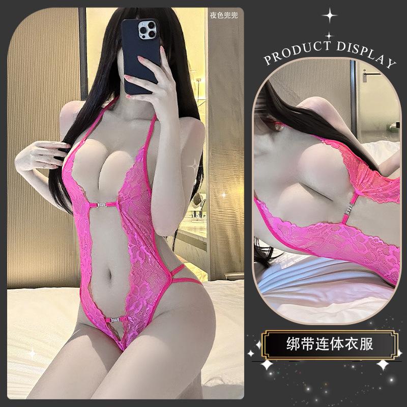 Sexy Sexy Open Crotch Free Hollow Lace Onesie Pajamas Uniform Temptation Pure Lust