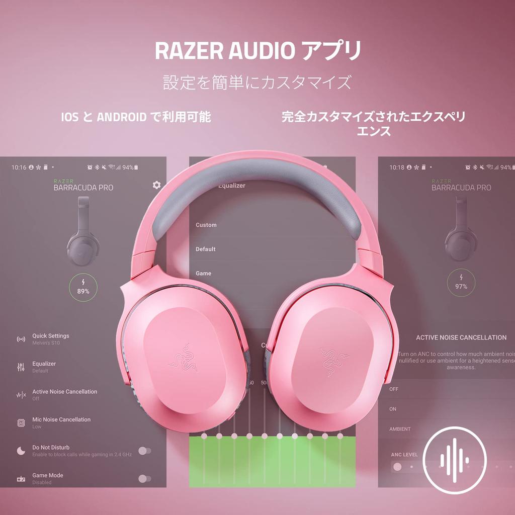 Razer Barracuda X Quartz Pink Wireless Gaming Headset with TriForce 40mm Detachable HyperClear Cardioid Battery Dongle for Quick Compatible with and