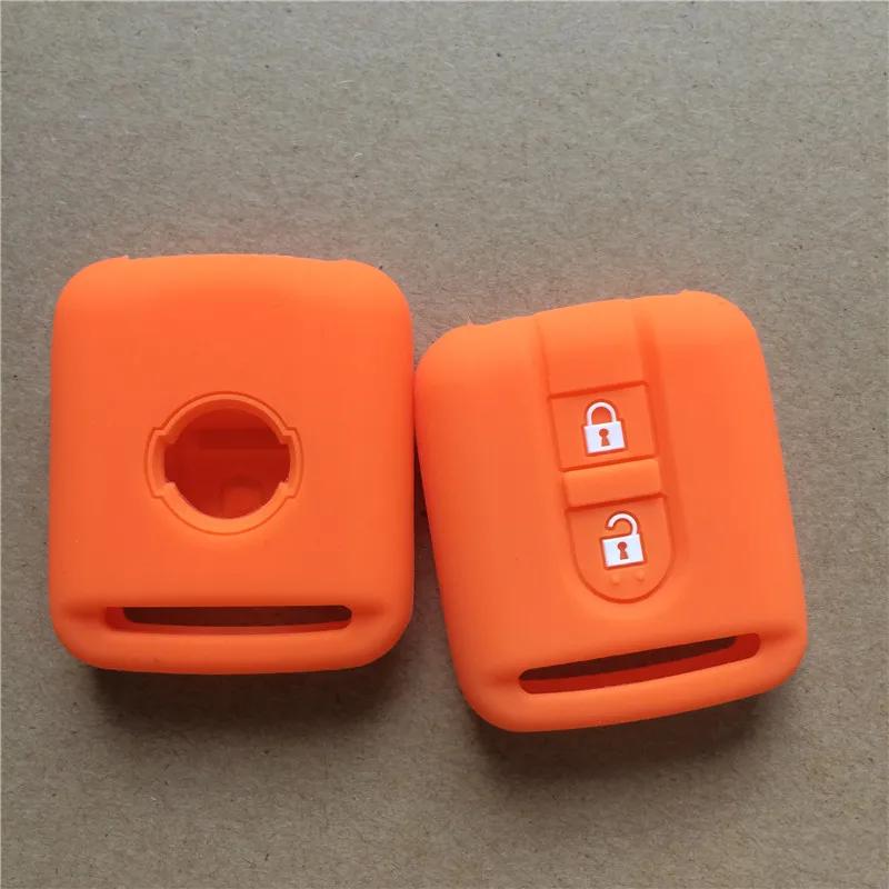 

ZAD Silicone rubber Car Key Cover Case Fob shell holder set for Nissan Qashqai Micra Navara Almera 2 button key помаранчевий