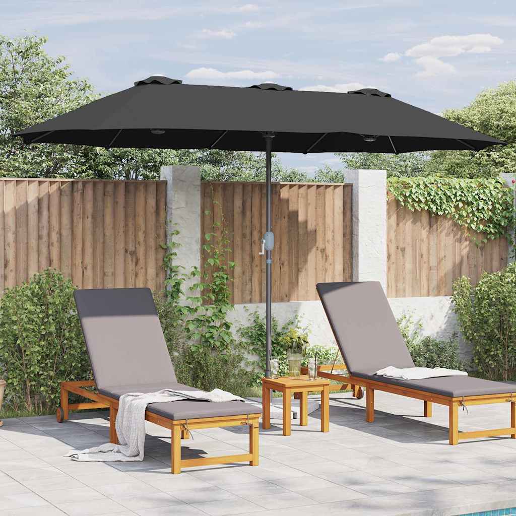 Garden Sun Umbrella Black 370 X 197 X 239 Cm