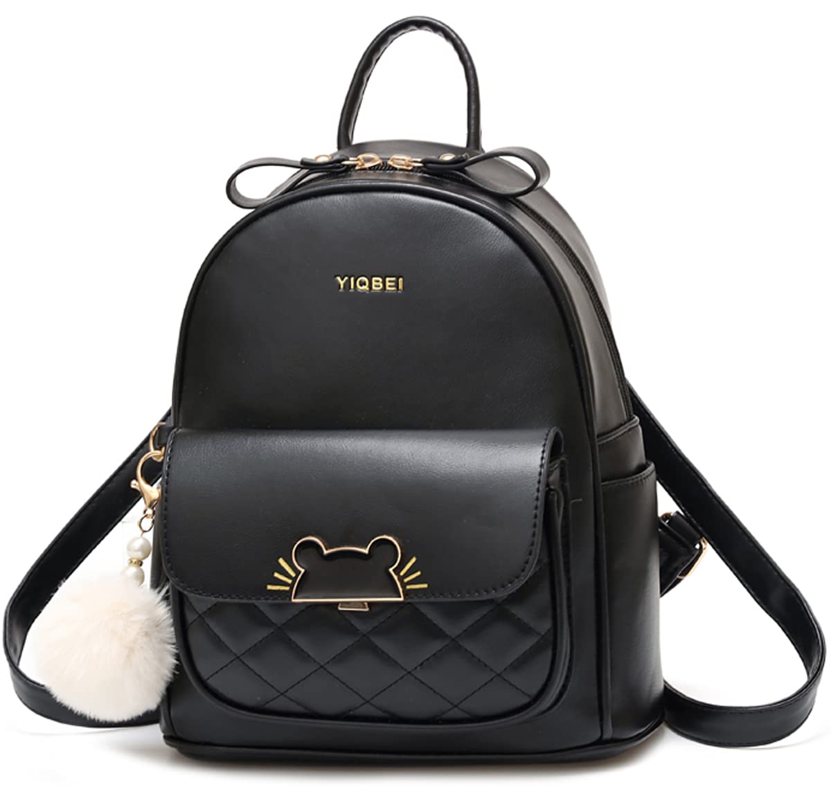 

Backpack for rucksack for large cat metal fittings [zhongningyifeng] women, girls, leather, cute, capacity, чорний