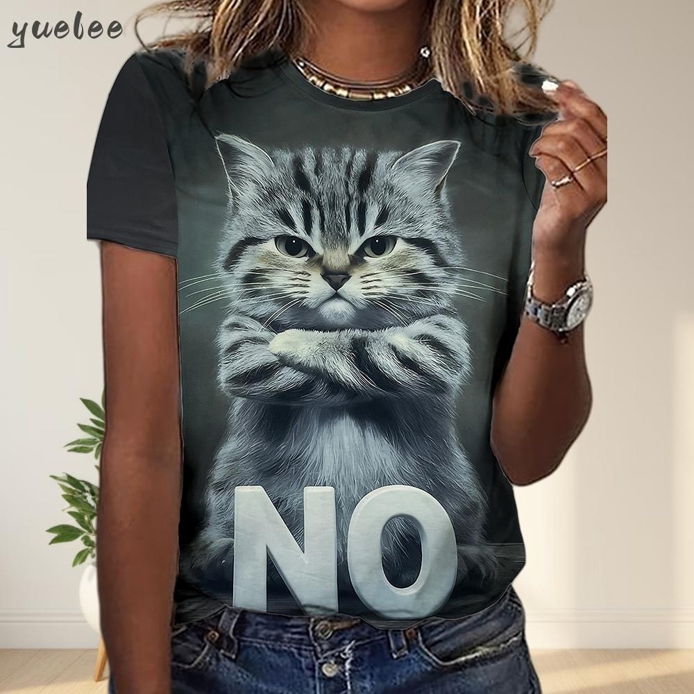 2025 New 3D Tiger Print Loose Women s T-Shirt Summer Casual Women s Fashion T-Shirt Outdoor New Street Women s Short Sleeved Top M