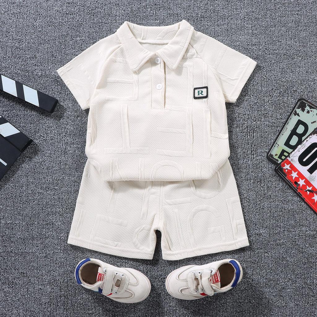 Kid's 2 Piece Printed Suit Short Sleeve Button Up Top Wide Leg Pants Suit Set Pajamas Home Casual Suit
