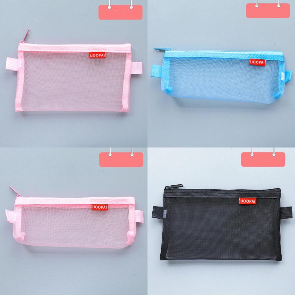 Transparent Mesh Pencil Bag For Students With Large Capacity Storage**