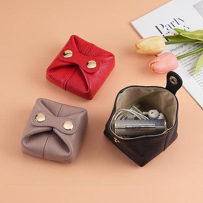 Porte-monnaie et rouge à lèvres mini élégant en cuir de vachette pour femmes