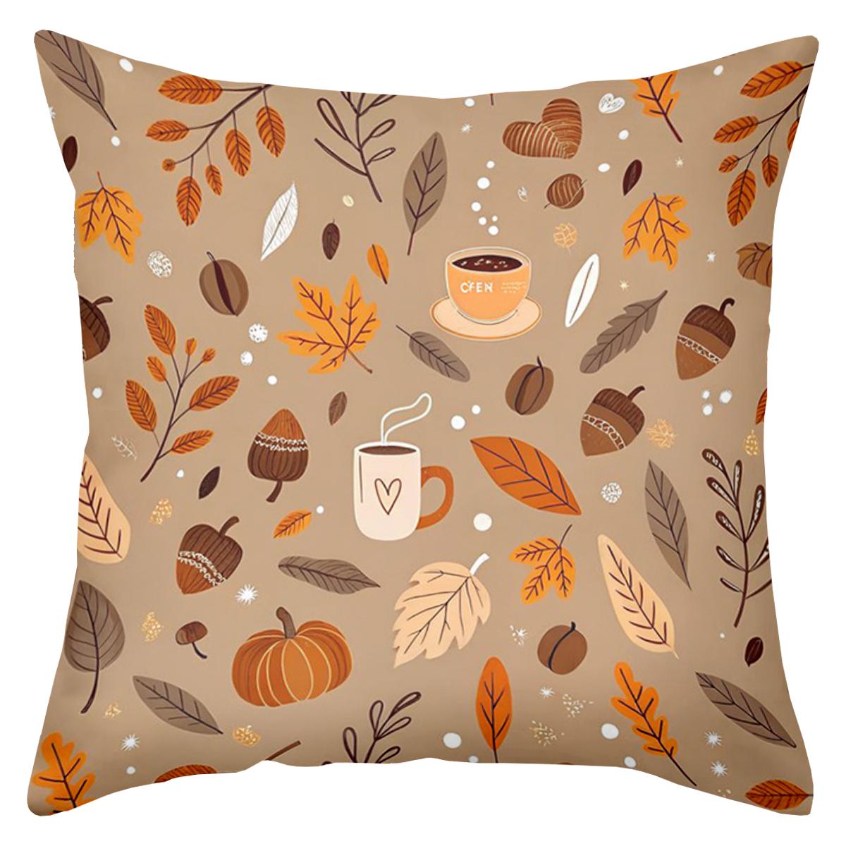 

1 Pieces -2D flat printing Autumn Pattern Throw Pillow Cushions Polyester pillowcase sofa decorative cushion cover 16x16Inch