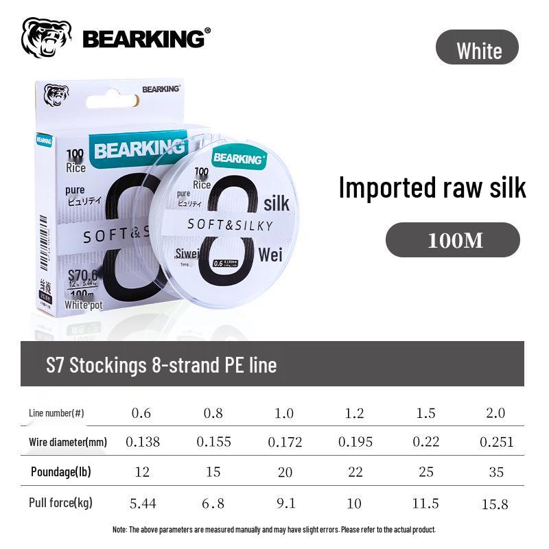 

Bear King S7 Premium 8-Strand PE Fishing Line - High-Power, Anti-Bite, Super Smooth for Big Game Lure. 2.0#