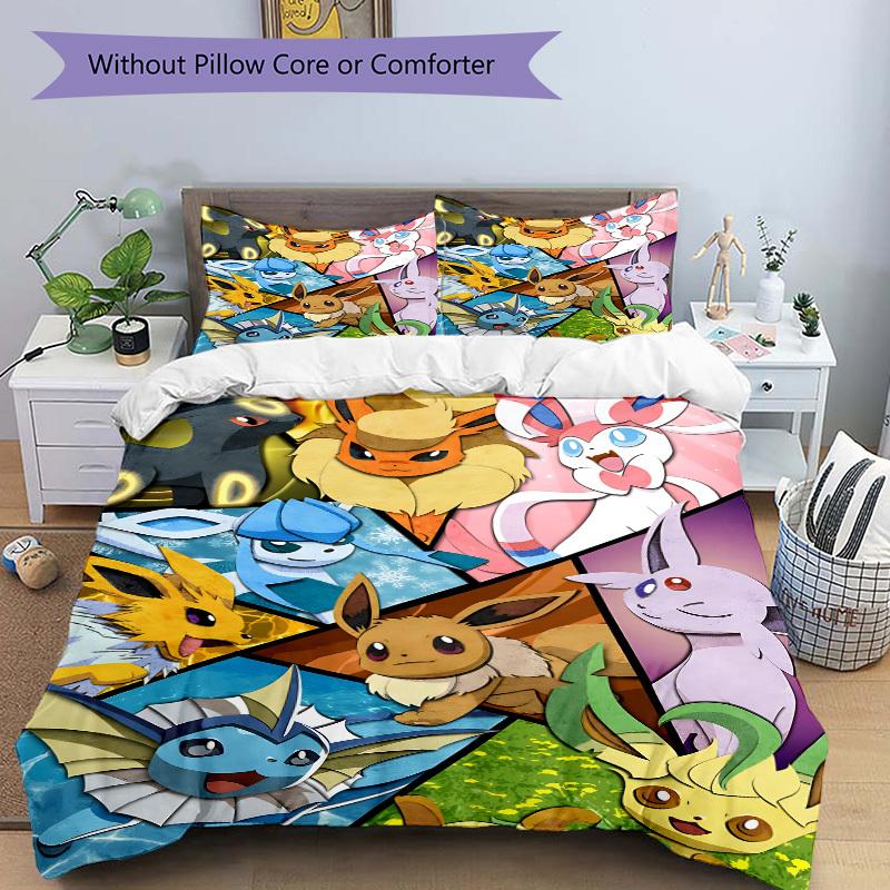 3pcs Pokemon Bedding Set. Soft and Comfortable with No Core Included (1x Duvet Cover + 2x Pillow Covers) Yy251010122
