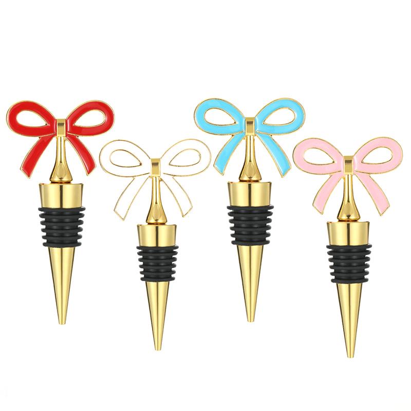 New Bowknot Wine Stopper Silicone Zinc Alloy Reusable Leakproof Bottle Plug Decorative Wine Saver For Home Bar Wedding Party