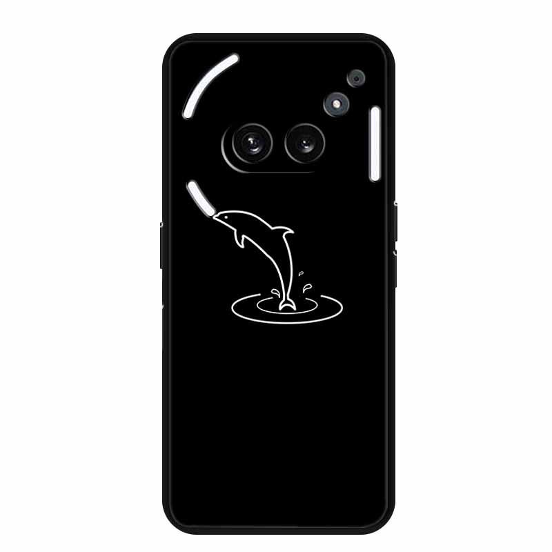 Nothing Phone 2A Luminous Hole TPU Soft Black Case with Simple Line Design