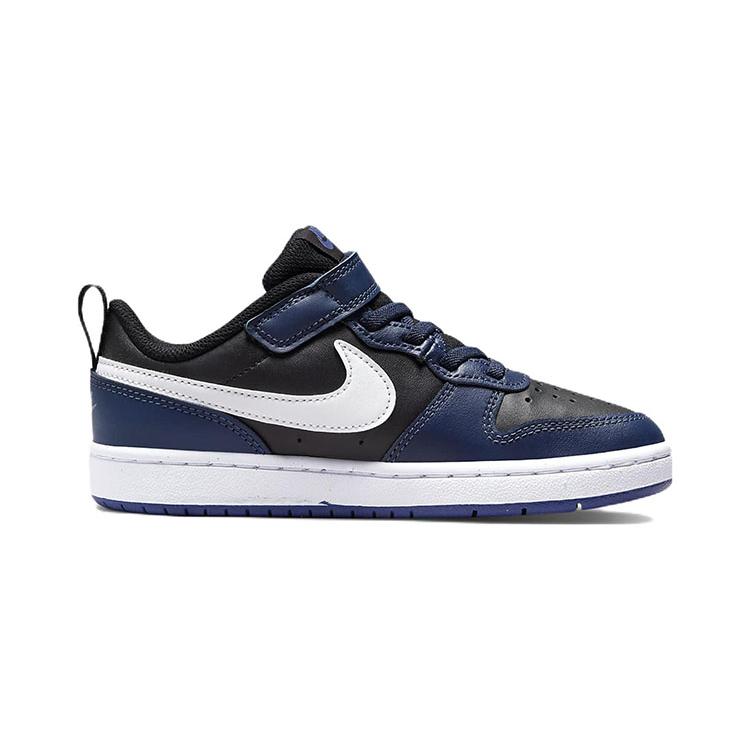 New Nike Court Borough Low 2 Midnight Navy Black White PS BQ5451-404