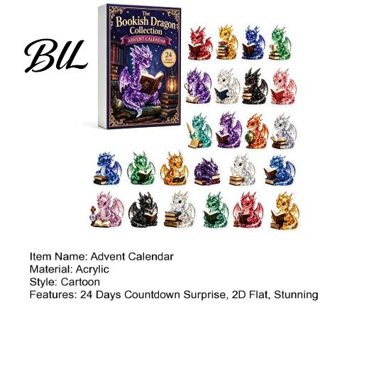 Decorative Acrylic Pendants for Display Crystal Dragon Advent Calendar 2026, 24 Days Fantasy Reading Book Countdown Calendar, Creative Holiday Box Pcs