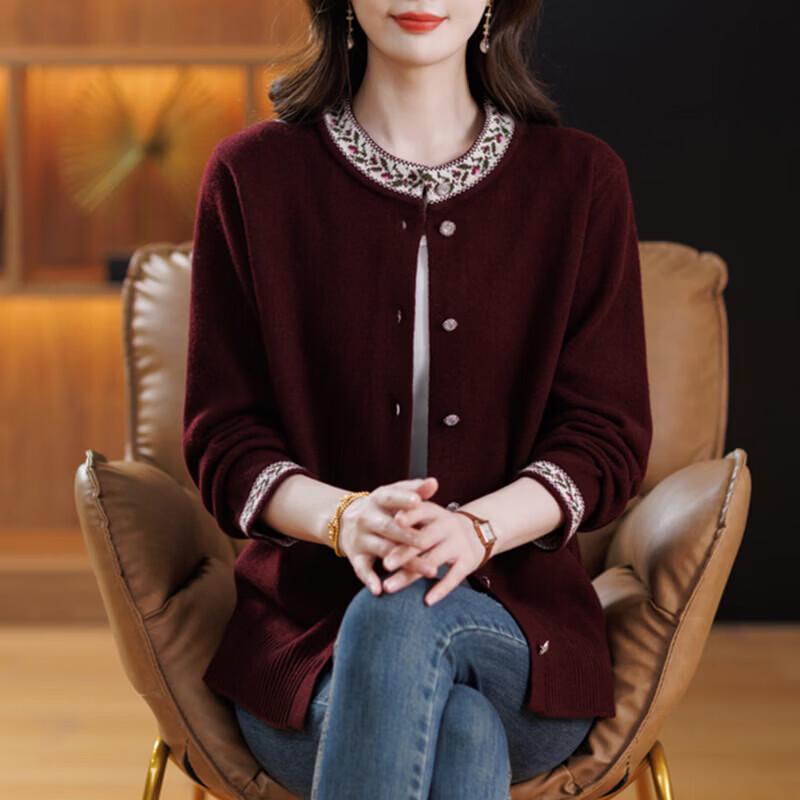 XUEXI Women s 100% Wool Warm Cardigan Sweater 2XL