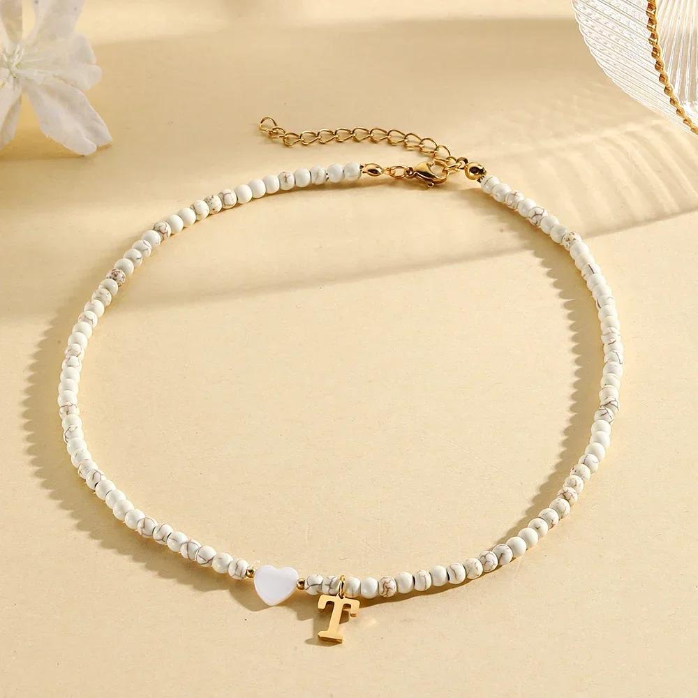 Bohemian Choker Neck Necklaces Heart-shaped Shell Letter Pendant Beads Women Necklace Woman Trend Jewelry Gift 2025
