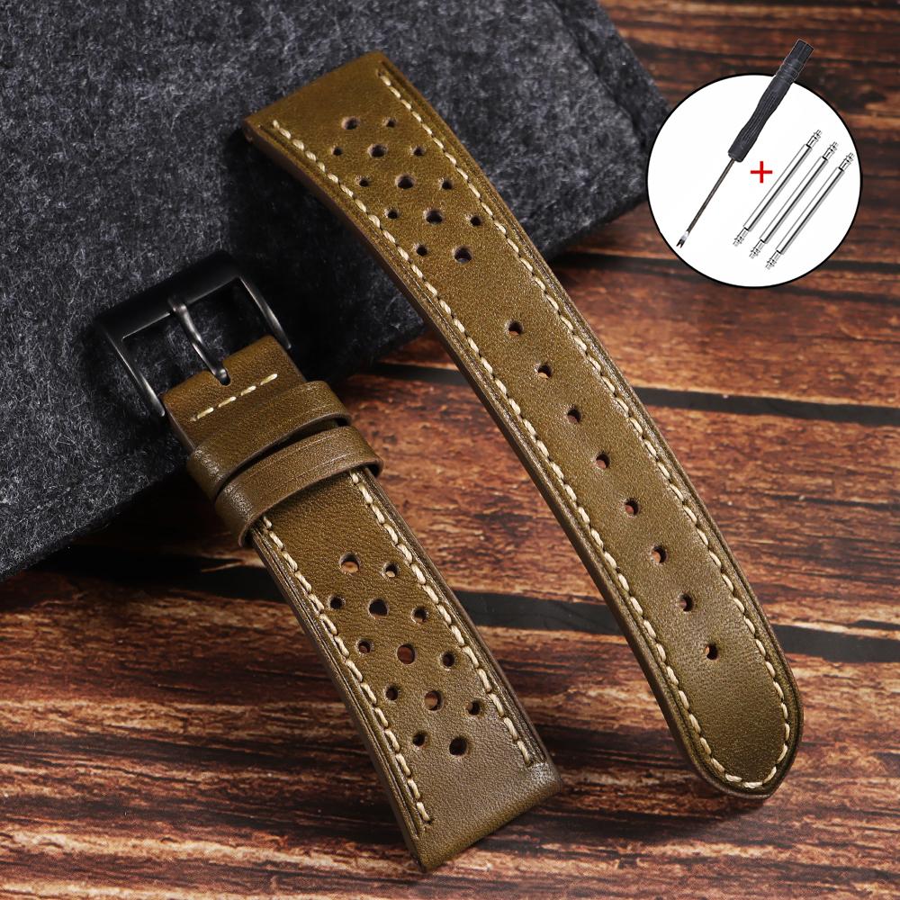 Curea de Ceas Vintage din Piele de Vițel cu Ceară Ulei 20mm 22mm 24mm Universală cu Cataramă Neagră Curele Smartwatch Poros Brățară Respirabilă