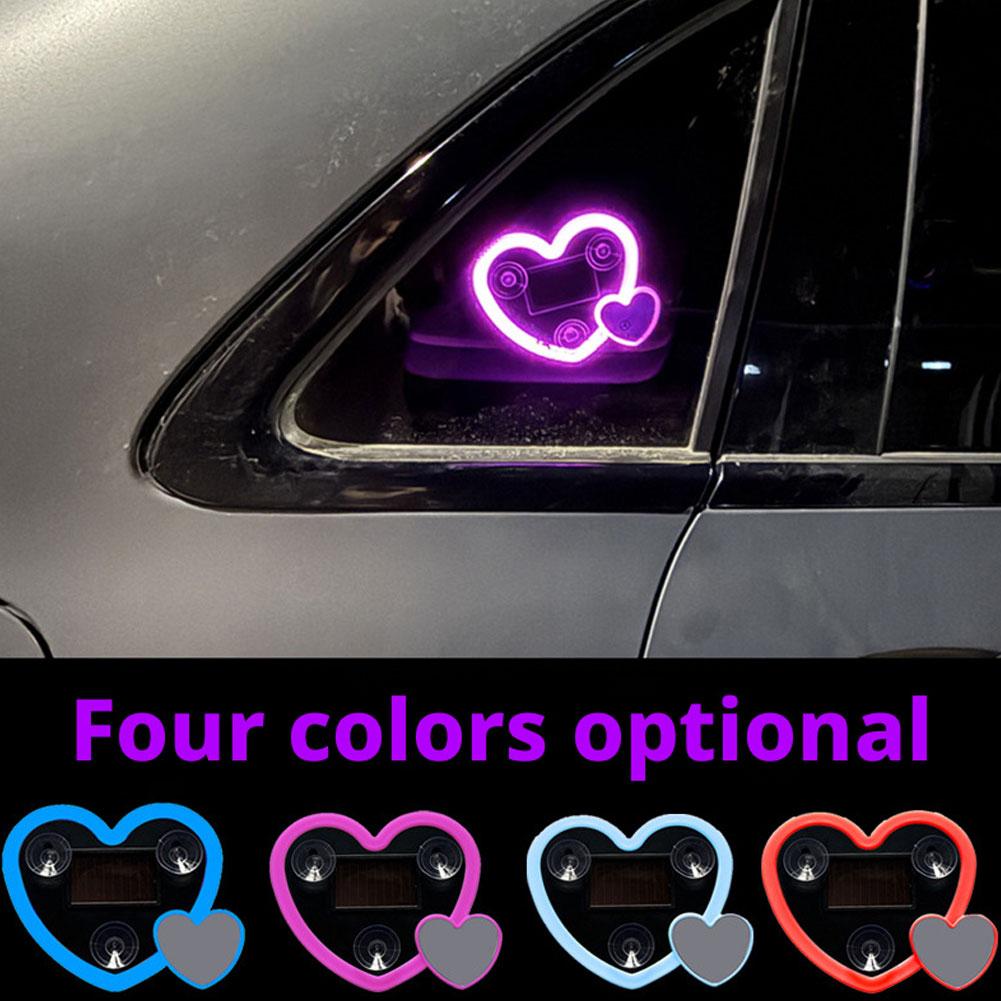 Solar Powered Heart Shaped Neon Light Car Atmosphere With Modes Car Light Decoration 4 Accessory Lamp Ambient E8e7