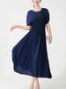 Elegant Summer Pleated Dress - Women's Mid-Length, High-End Design
