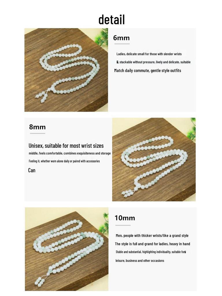 Tianshan Jade Green Multi-Size 108-Bead Buddhist Bracelet