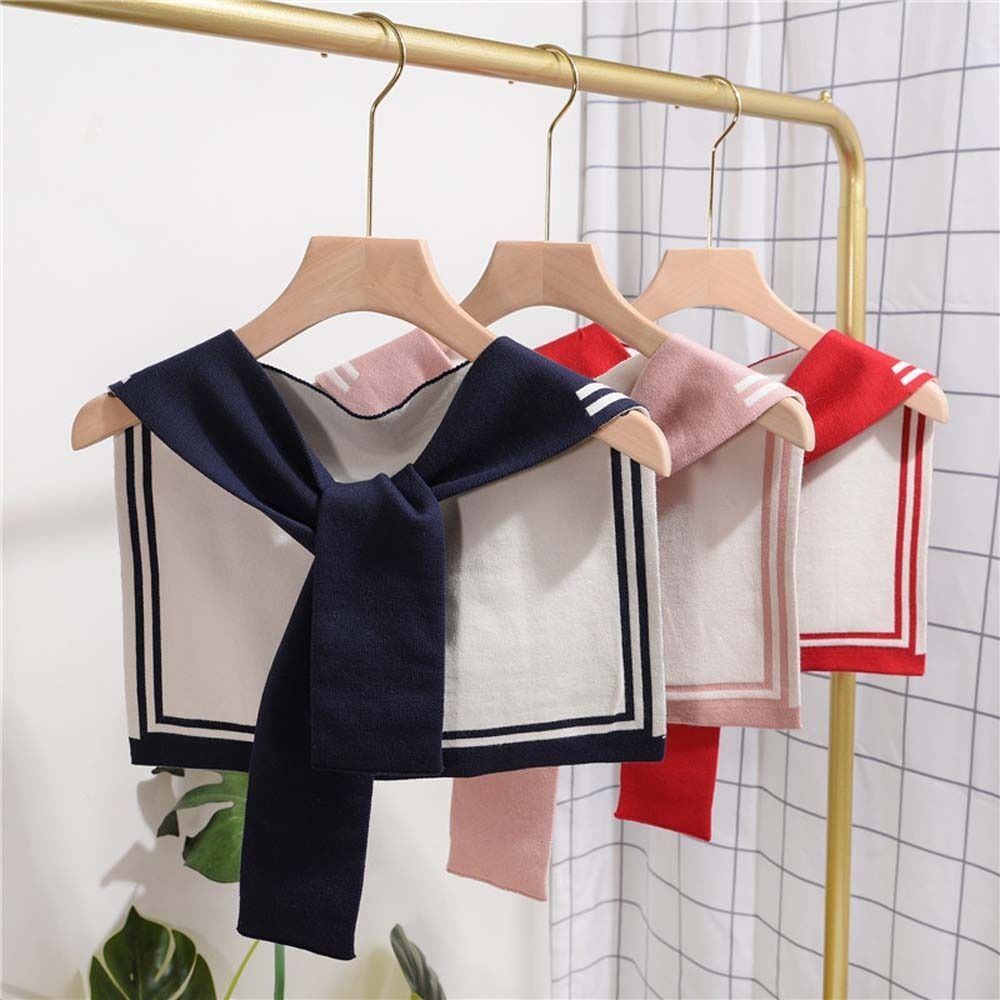 Patchwork Knot Scarf Sunscreen Blouse Shoulder Fake Collar All-match Wool Scarves  Party
