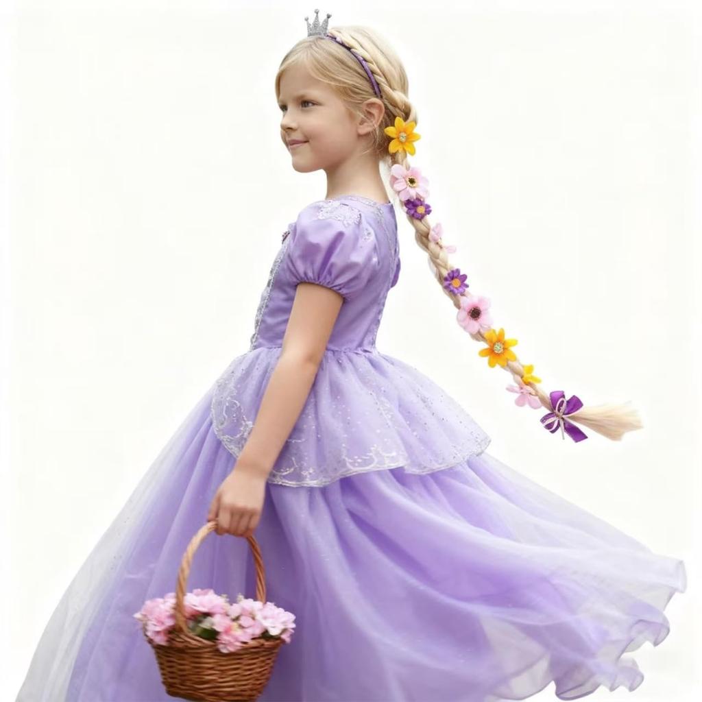 BOJIDO Rapunzel Stirnband Perücke, Prinzessinnen Haaraccessoire für Kinder, Geflochtenes Haarteil, Blondes Haar, Cosplay, Geburtstags-Requisite, Halloween, Weihnachten, Für Mädchen