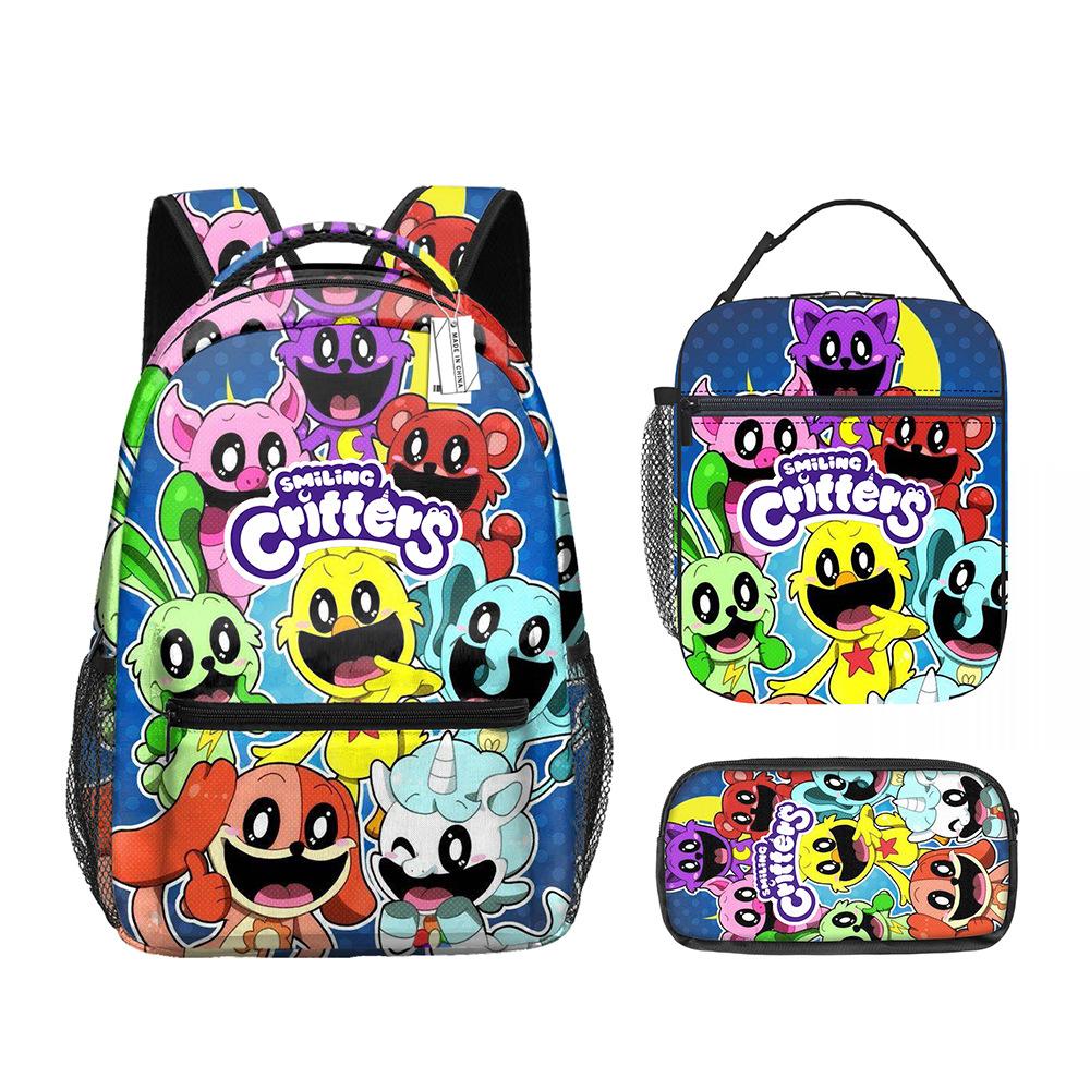 

Poppy S Playtime Chapter 3 Smiling Critters Full Print Backpack School Bag three-piece set