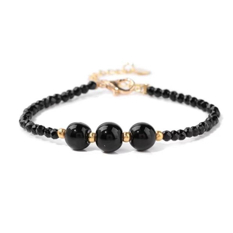 Hot Sale Cut Bead Crystal Bracelet Lobster Buckle Powder Crystal Obsidian Three Beads Amethyst Bracelet Jewelry