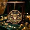 Valentine Day Gift 2D Flat Pearl Painting Ornament, Double Sided Zodiac Theme Hanging Gem Halloween Decorative Pendant Art Craft, Rhinestone