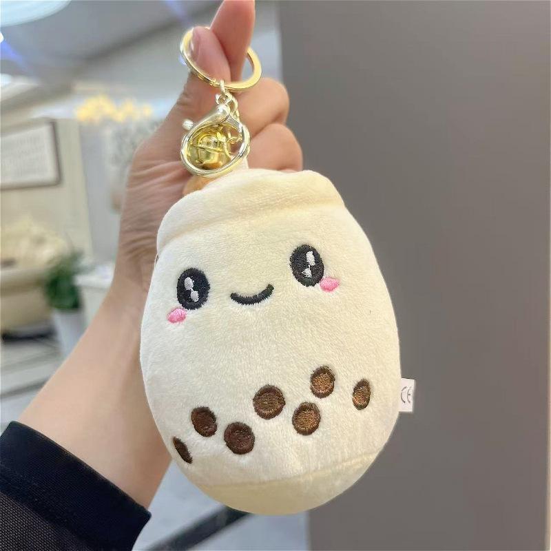 Cute Milk Tea Cup Plush Keychain Ornament for Men, Women, and Students