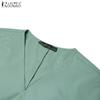 ZANZEA Women Casual V-Neck Loose Summer Short Sleeve Blouse