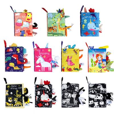 0-36M Baby Early Learning Toy Tail Cloth Book Parent-child Interactive Sound Paper Puzzle Cloth Book Rattle