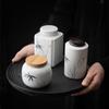 Hand-painted ink bamboo tea can, sealed jar, ceramic storage tea can, moisture-proof household Chinese high-end Pu'er green tea warehouse small