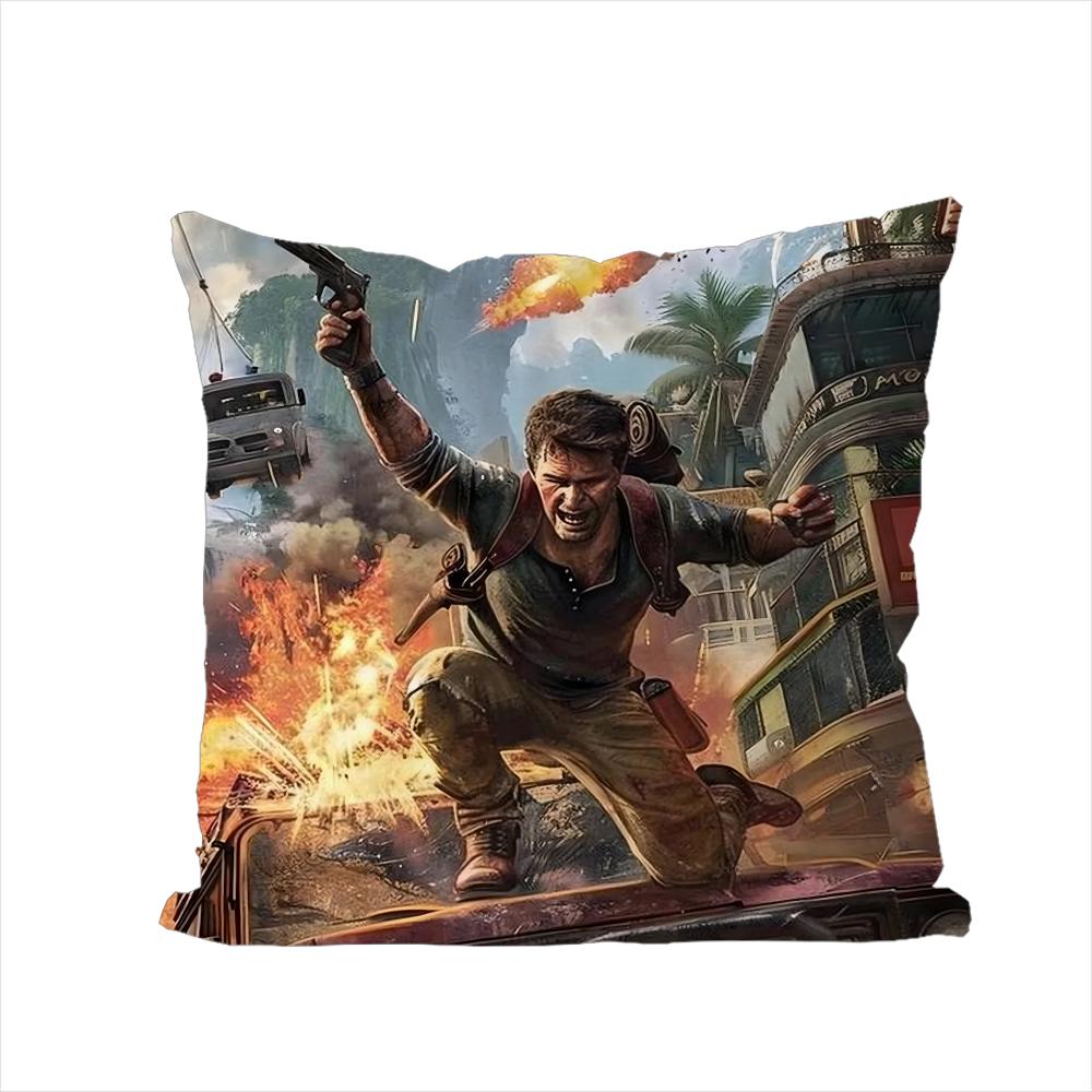 Game UUncharted Pillow Case For Car Sofa Decorative Home Doublesided Print Plush Square Throw Pillow Cushion Cover