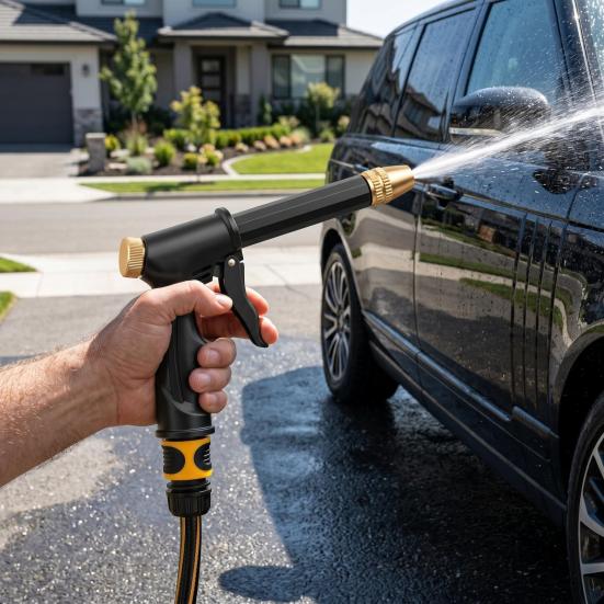 Garden Hose Nozzle with Foam Cannon, Quick Connectors, Heavy Duty Car Wash Nozzle, High Pressure Hose Nozzle for Washing Car Watering Plants Cleaning