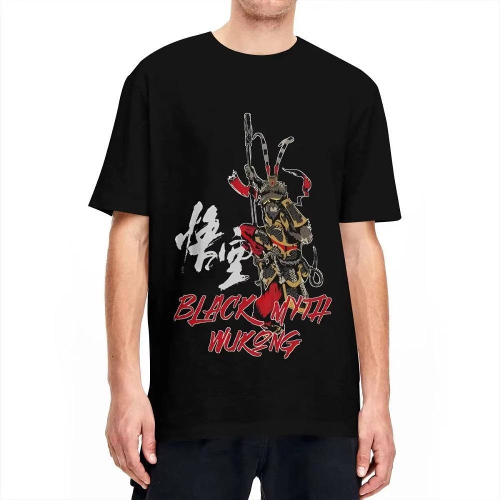 Black Myth Wukong Monkey King (6) T-Shirt Hip Hop T Shirts Short Sleeve Y2K Basic Tops Summer Cotton O-Neck Oversize Clothes
