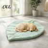Non Slip Pet Mat for Furniture Leaf Shaped Mat, Soft Reversible Cat Sleeping Pad, Washable Indoor Padded Dog Bed Sofa Floor Crate Use Natural