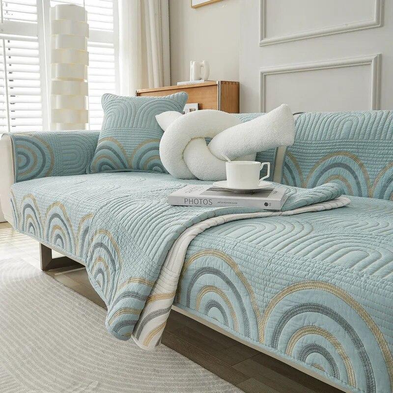 Чехлы на диван с вышивкой в ​​виде радуги — фото 5