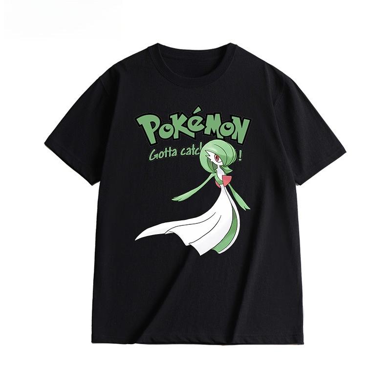 MINISO Pokemon Couple Short Sleeve Cartoon Psyduck  Number T-Shirt Cute Men Women Couples Y2k Children Outdoor Sports T-Shirts