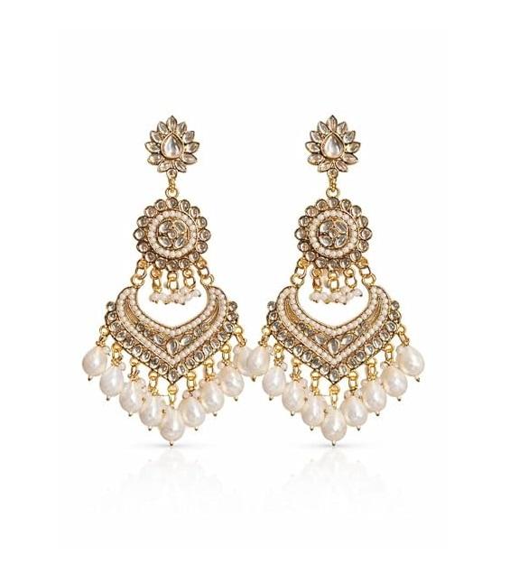 Kashmiri Oxidised Gold Jhumka Earrings with Elephant Design, Pearl Drops, Traditional Indian Jewellery for Women and Girls Onesize
