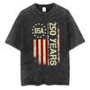 Vintage Washed Cotton TShirt Men  Years USA Independence Day  Graphic Tee Fighter Jet Patriotic Acid Wash