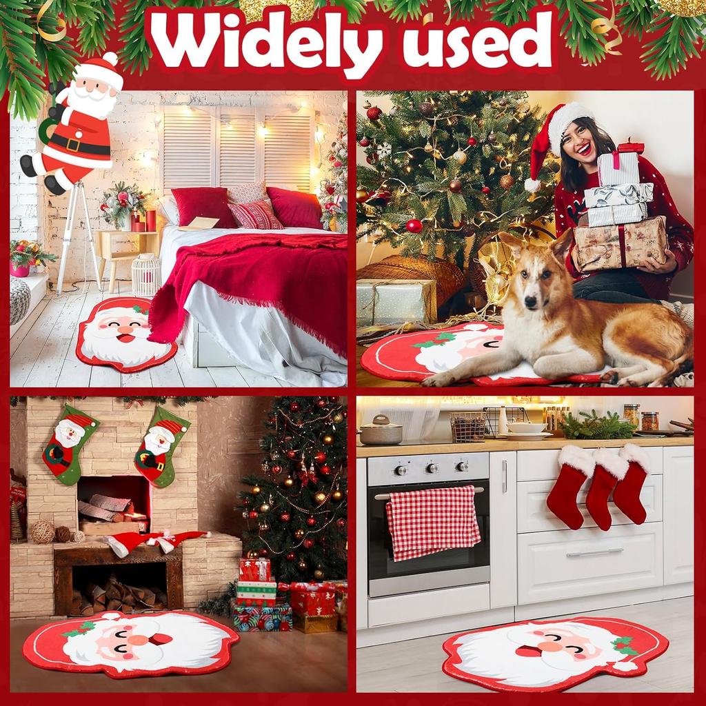 Father Christmas Faux Cashmere Carpet Soft Absorbent Bathroom Floor Mats Bedroom Living Room Carpet Home Decoration
