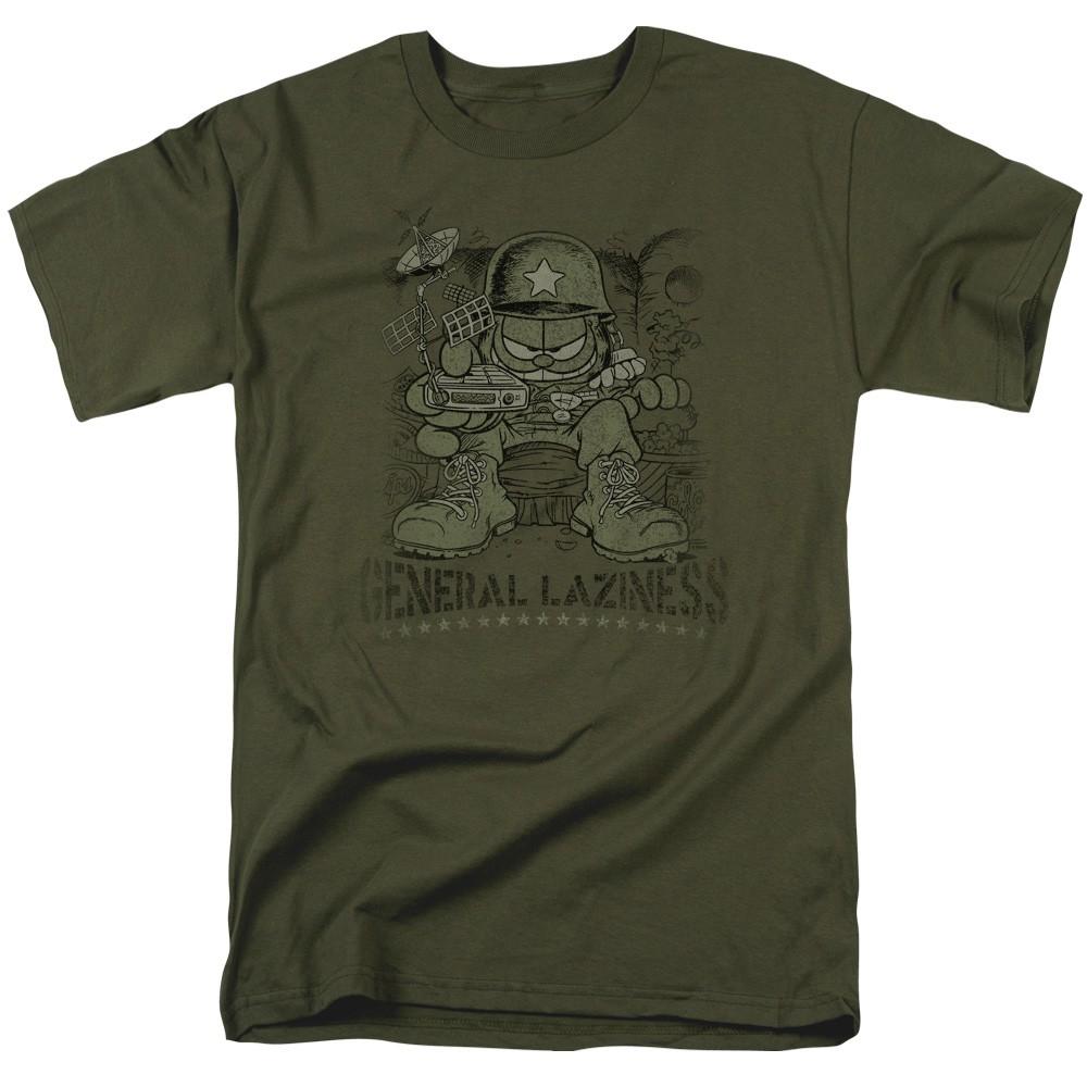 Garfield - General Laziness - Adult Unisex Short Sleeve T-Shirt - Green
